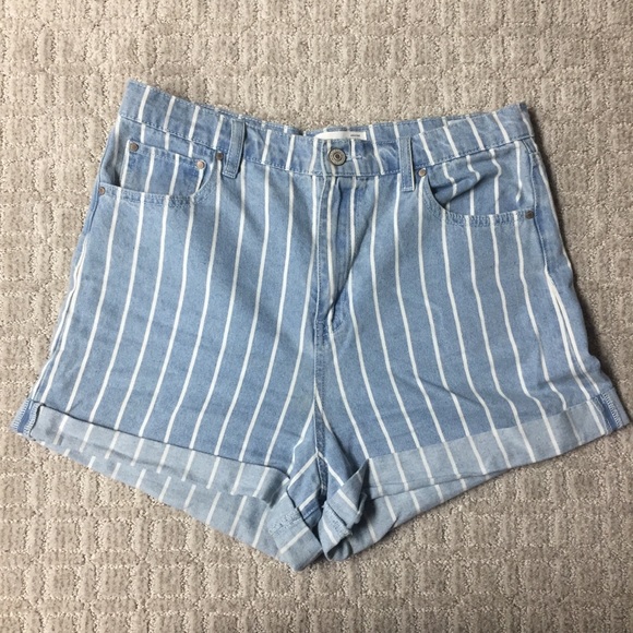 Ardene Striped Denim Shorts - Picture 1 of 3